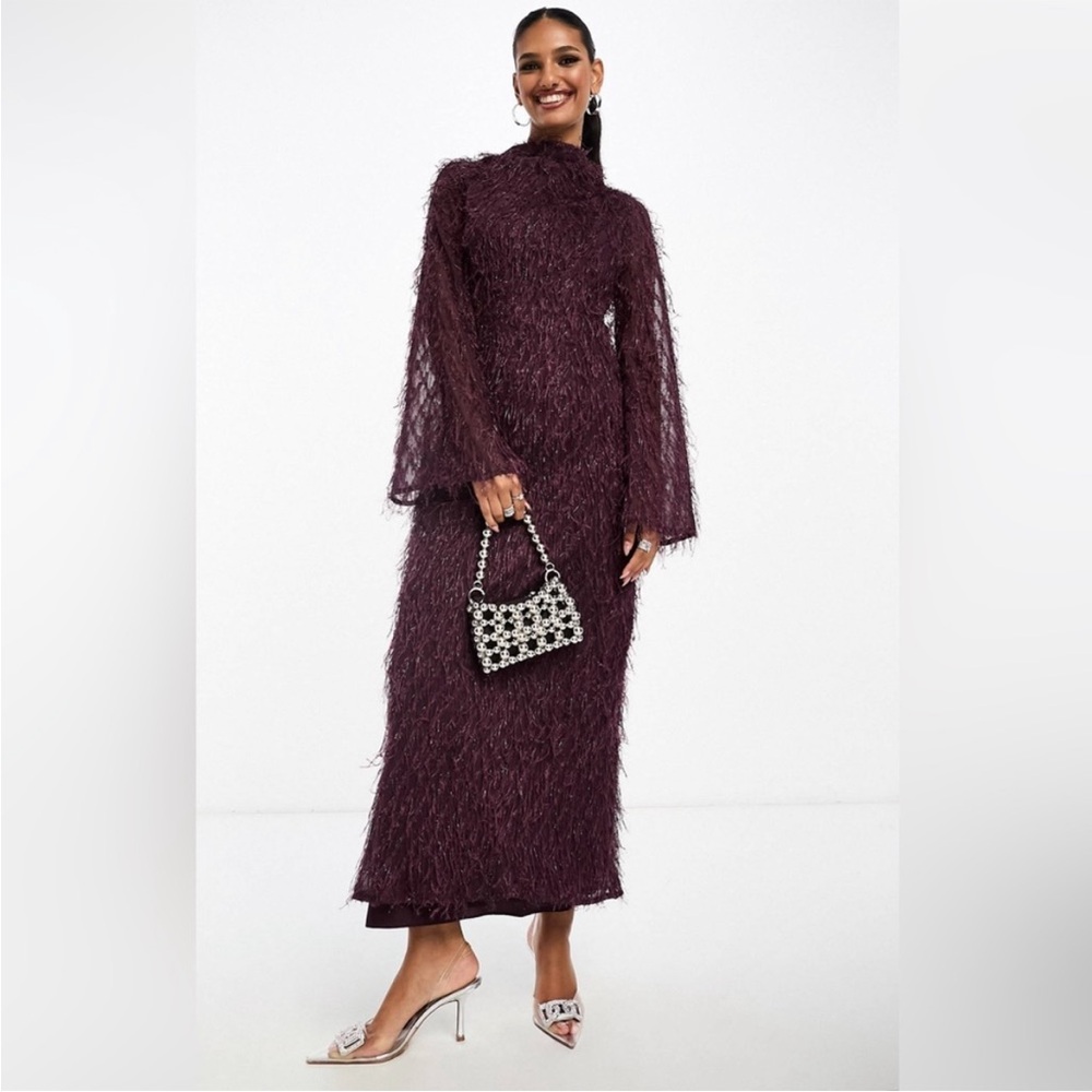 ASOS fluffy glitter Elegant Purple Women's Dress